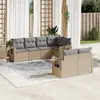 Image de vidaXL Salon de jardin avec coussins 7 pcs beige résine tressée