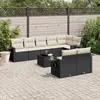 Image de vidaXL Salon de jardin 9 pcs avec coussins noir résine tressée