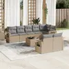 Image de vidaXL Salon de jardin avec coussins 9 pcs beige résine tressée