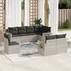 Image de vidaXL Salon de jardin 8 pcs avec coussins gris clair résine tressée