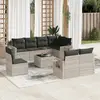 Image de vidaXL Salon de jardin 9 pcs avec coussins gris clair résine tressée
