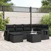 Image de vidaXL Salon de jardin 7 pcs avec coussins noir résine tressée