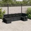 Image de vidaXL Salon de jardin 7 pcs avec coussins noir résine tressée