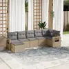 Image de vidaXL Salon de jardin avec coussins 7 pcs beige résine tressée