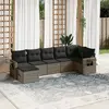 Image de vidaXL Salon de jardin avec coussins 7 pcs gris résine tressée