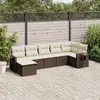 Image de vidaXL Salon de jardin avec coussins 7 pcs marron résine tressée
