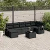 Image de vidaXL Salon de jardin 8 pcs avec coussins noir résine tressée