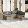 Image de vidaXL Salon de jardin avec coussins 7 pcs beige résine tressée