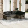 Image de vidaXL Salon de jardin avec coussins 7 pcs gris résine tressée