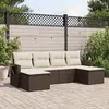 Image de vidaXL Salon de jardin avec coussins 6 pcs marron résine tressée