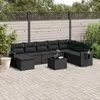 Image de vidaXL Salon de jardin 9 pcs avec coussins noir résine tressée