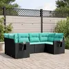 Image de vidaXL Salon de jardin 6 pcs avec coussins noir résine tressée