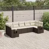 Image de vidaXL Salon de jardin avec coussins 7 pcs marron résine tressée
