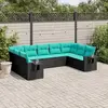 Image de vidaXL Salon de jardin 9 pcs avec coussins noir résine tressée