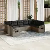 Image de vidaXL Salon de jardin 9 pcs avec coussins gris résine tressée