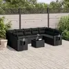 Image de vidaXL Salon de jardin 10 pcs avec coussins noir résine tressée