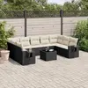 Image de vidaXL Salon de jardin 10 pcs avec coussins noir résine tressée