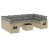 Image de vidaXL Salon de jardin avec coussins 10 pcs beige résine tressée