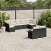 Image de vidaXL Salon de jardin 9 pcs avec coussins noir résine tressée