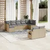 Image de vidaXL Salon de jardin avec coussins 9 pcs beige résine tressée