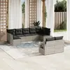 Image de vidaXL Salon de jardin 9 pcs avec coussins gris clair résine tressée