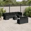 Image de vidaXL Salon de jardin 10 pcs avec coussins noir résine tressée