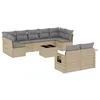 Image de vidaXL Salon de jardin avec coussins 10 pcs beige résine tressée