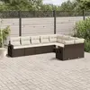 Image de vidaXL Salon de jardin avec coussins 9 pcs marron résine tressée