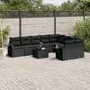 Image de vidaXL Salon de jardin 10 pcs avec coussins noir résine tressée
