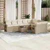Image de vidaXL Salon de jardin avec coussins 10 pcs beige résine tressée