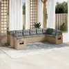 Image de vidaXL Salon de jardin avec coussins 10 pcs beige résine tressée