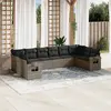 Image de vidaXL Salon de jardin avec coussins 10 pcs gris résine tressée