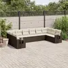 Image de vidaXL Salon de jardin 10 pcs avec coussins marron résine tressée