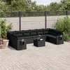 Image de vidaXL Salon de jardin 11 pcs avec coussins noir résine tressée