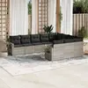Image de vidaXL Salon de jardin avec coussins 10 pcs gris clair résine tressée