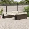 Image de vidaXL Salon de jardin 10 pcs avec coussins marron résine tressée