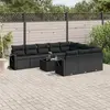 Image de vidaXL Salon de jardin 11 pcs avec coussins noir résine tressée