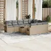 Image de vidaXL Salon de jardin 11 pcs avec coussins beige résine tressée