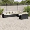Image de vidaXL Salon de jardin 10 pcs avec coussins noir résine tressée