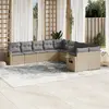 Image de vidaXL Salon de jardin avec coussins 10 pcs beige résine tressée