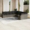 Image de vidaXL Salon de jardin avec coussins 10 pcs gris résine tressée