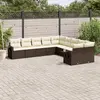 Image de vidaXL Salon de jardin 10 pcs avec coussins marron résine tressée