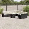 Image de vidaXL Salon de jardin 11 pcs avec coussins noir résine tressée