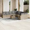 Image de vidaXL Salon de jardin 11 pcs avec coussins beige résine tressée