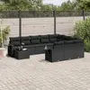 Image de vidaXL Salon de jardin 11 pcs avec coussins noir résine tressée