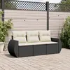 Image de vidaXL Salon de jardin 3 pcs avec coussins noir résine tressée