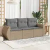 Image de vidaXL Salon de jardin avec coussins 3 pcs beige résine tressée