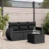 Image de vidaXL Salon de jardin 4 pcs avec coussins noir résine tressée