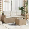 Image de vidaXL Salon de jardin avec coussins 4 pcs beige résine tressée