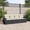 Image de vidaXL Salon de jardin 4 pcs avec coussins noir résine tressée